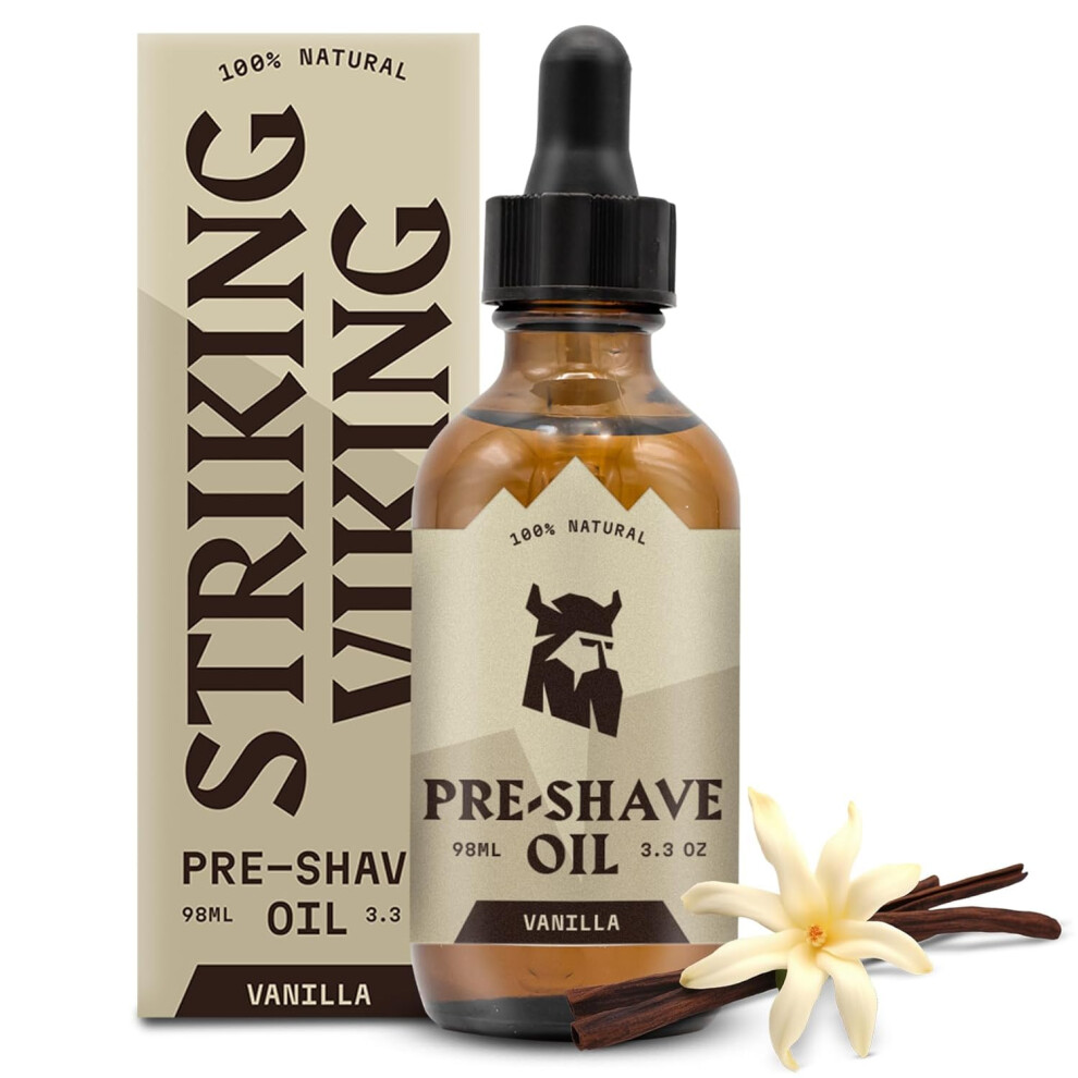 Striking Viking Preshave Oil For Men Face Shaving Oil With Vanilla Scent 33 Oz Smooth Glide Protection For Safety Razor