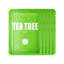 LAPCOS Tea Tree Sheet -naamio Päivittäinen rauhoittava kasvonaamio hoitaa aknea ja puhdistaa huokoset Korean kauneuden suosikki 5-pakkaus