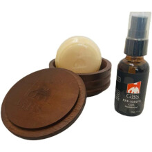 G.B.S Rasierseifenschale aus dunklem Holz mit Deckel, natrliche Rasierseife und Sandelholz-Pre-Shave-l