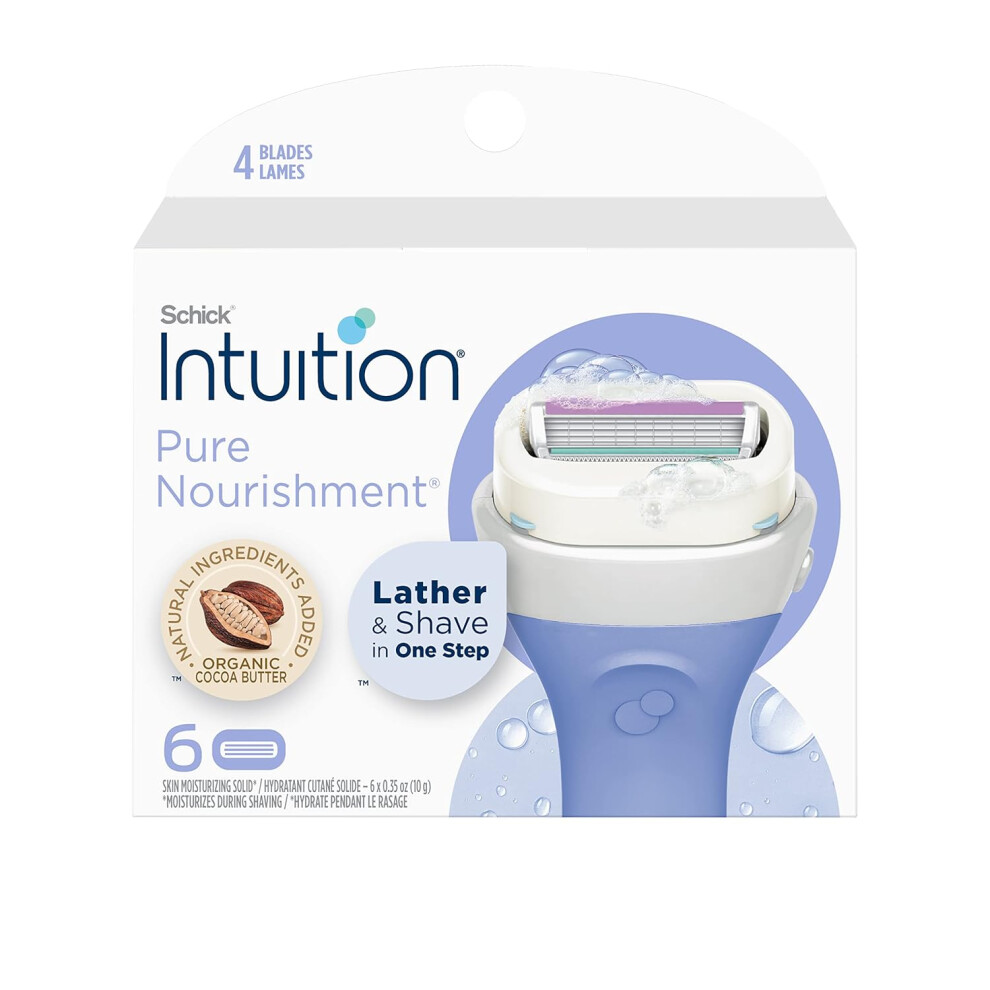 Photos - Razor / Razor Blade Schick Intuition Refill Pure Nourishment Razors for Women Intuition Razor Blades Refill with Organic Cocoa Butter 6 Count Pa