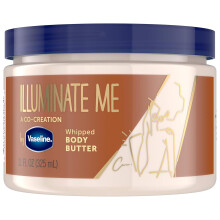Vaseline Illuminate Me Sheavoilla vaahdotettu vartalovoi melaniinirikkaalle iholle Tarjoaa 24 tunnin kosteutuksen kuivalle iholle 11 unssia