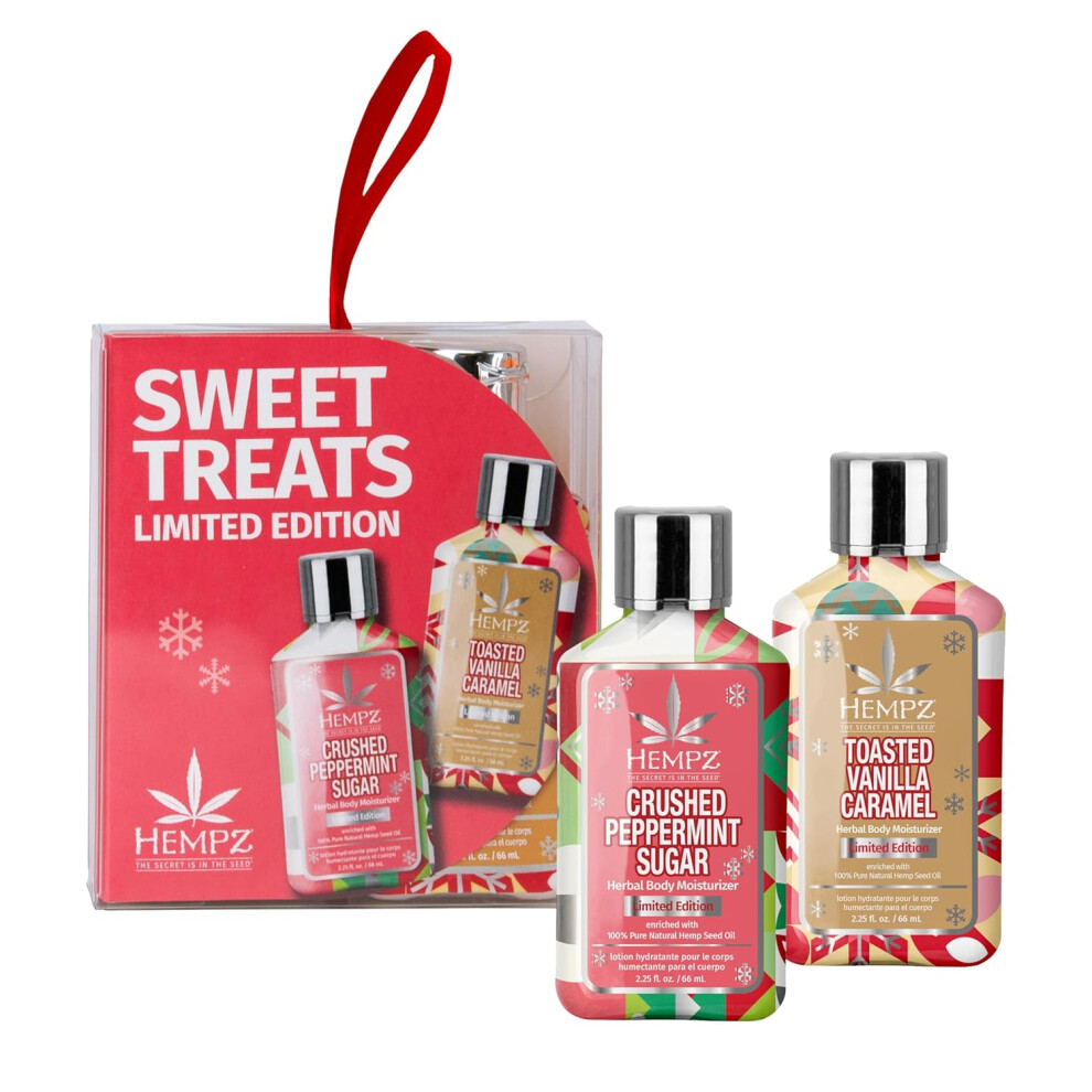 Hempz Mini Sweet Treats Holiday Lotion Gift Set Vanilla Caramel And Crushed Peppermint Mini Body Lotion 225 Oz