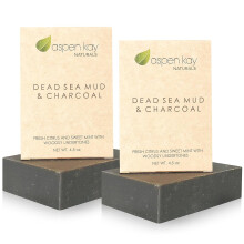 Aspen Kay Naturals Totes Meer Schlamm und Aktivkohle Seifenstück. Mit Bio Sheabutter & ätherischen Ölen. (2 p