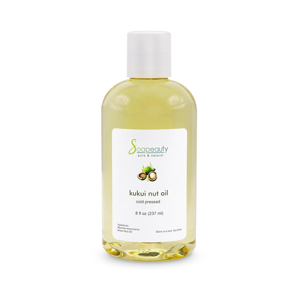 Soapeauty Kukui Nut Oil 100 Pure Natural Cold Pressed Moisturizing Oil For Skin Hair And Soap Making 8 Fl Oz