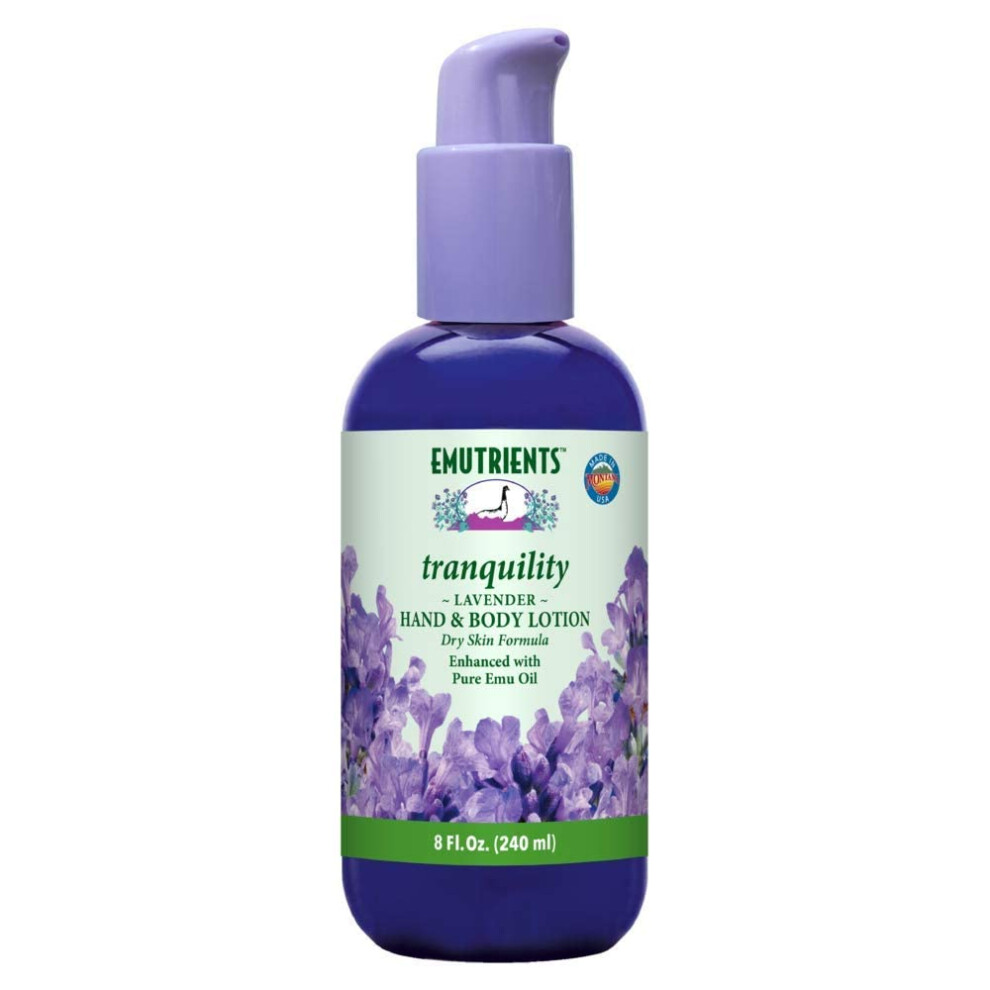 Montana Emu Ranch Lavender Tranquility Hand And Body Lotion 8 Ounces Made With Pure And Pure Emu Oil