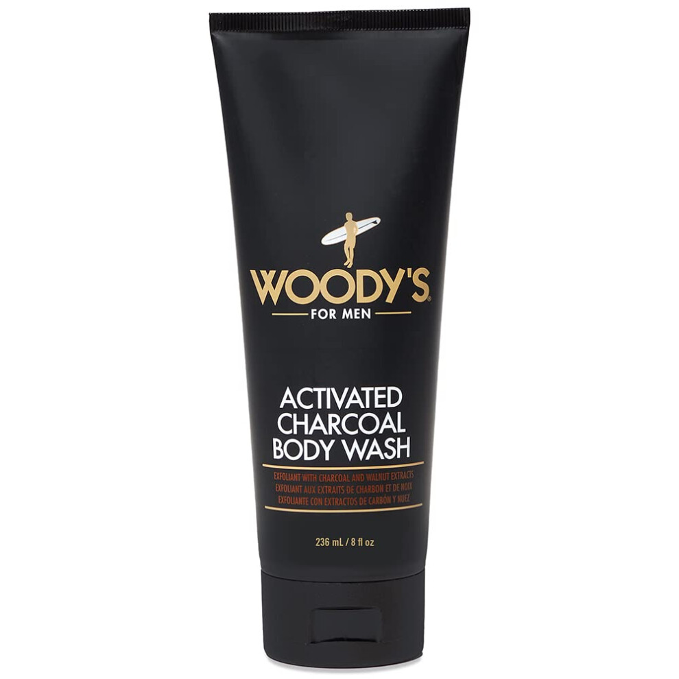 Woodys Detoxifying Activated Charcoal Body Wash with Walnut Extracts Exfoliating Formula Deep Clean 8 Fl Oz-image-OPC-PGJ755S-NEW