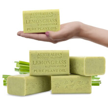 Australsk botanisk s?be Citrongr?s og Lemon Myrtle 6,6 oz Luksus s?best?nger beriget med Sheasm?r Pakke med 4