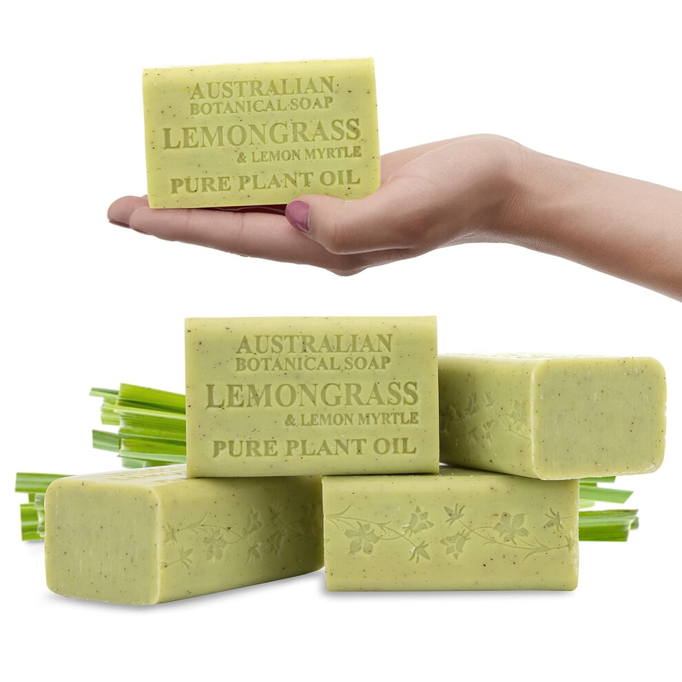 Australian Botanical Soap Lemongrass And Lemon Myrtle 66 Oz Luxury Soap Bars Enriched With Shea Butter Pack Of 4