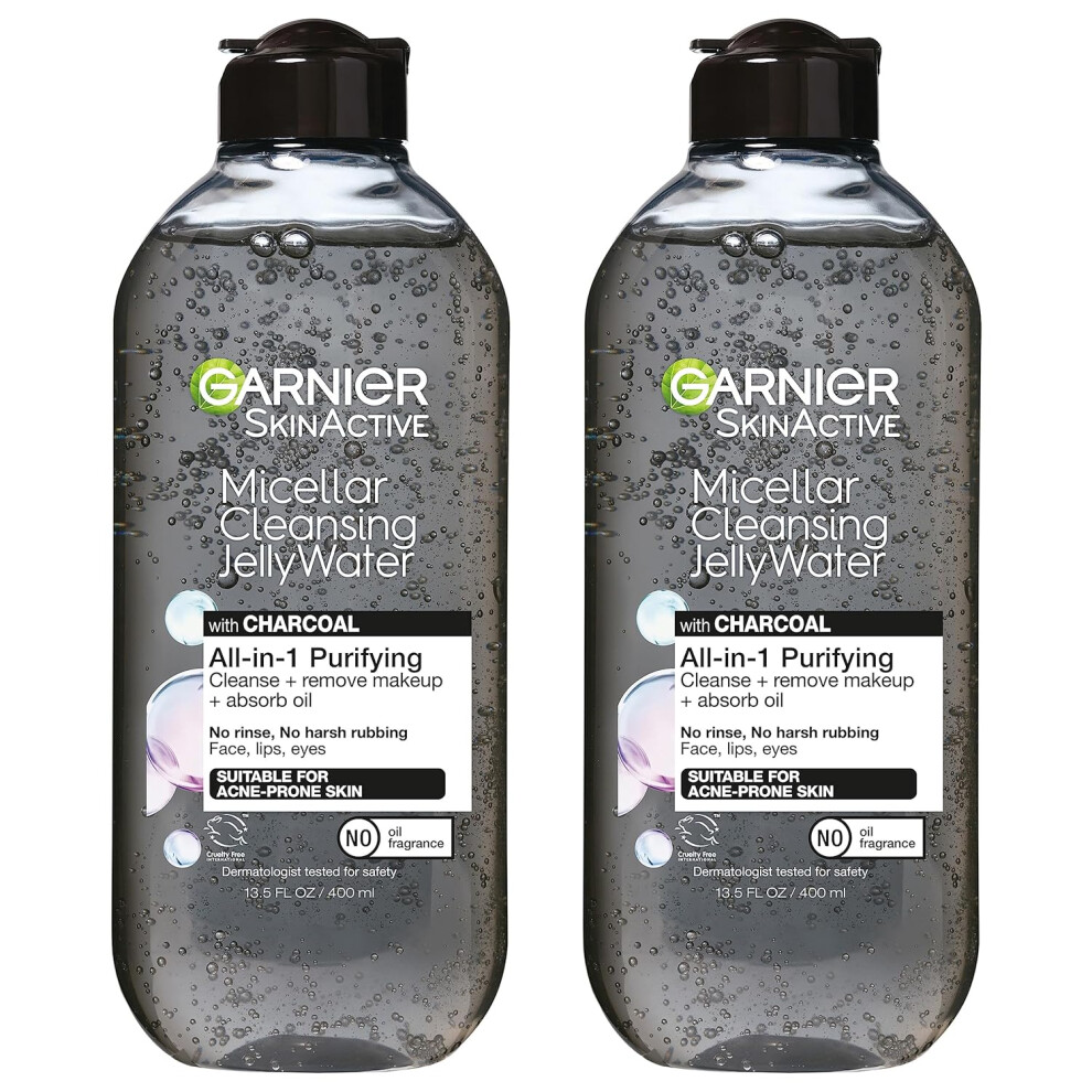 Garnier Skinactive Micellar Cleansing Jelly Water with Charcoal Purifying All in One Water 2 Pack