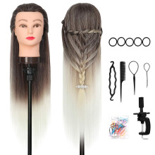 DANSEE 28"" mannequin hoofd haarstyling oefenhoofd oefenpop cosmetologie poppenhoofd synthetische vezel haar met doe-het-zelf vlechtset + gratis tafel