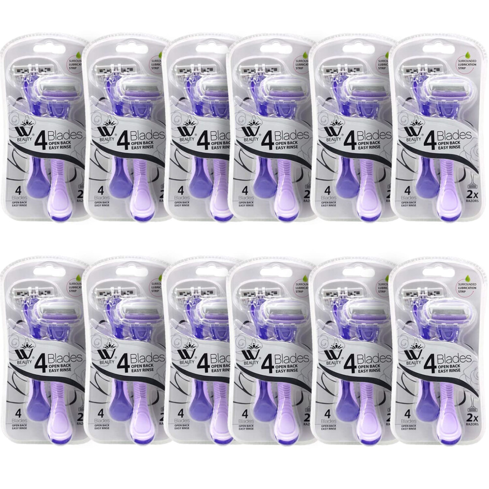 Natural Solution Razors for Women For Smoother Body Shave Infused with Vitamin E  Aloe Bikini Trimmer 12 Pack 24 Pieces PinkPurple-image-OPC-PGJ75CZ-NEW