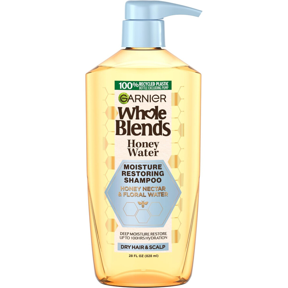 Garnier Whole Blends Honey Water Moisture Restoring Shampoo Hair Care for Dry Hair and Dry Scalp with Honey Nectar and Floral Water 28 Fl Oz