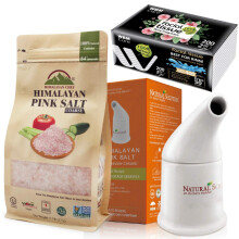 Himalayan Pink Salt  Ceramic Salt Inhaler with Natural Rose Facial Tissue  1.9 Lbs