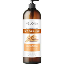 velona Olej z otrebw ryzowych 32 Fl Oz | 100% czysty i naturalny olej nosnikowy | Rafinowany tloczony na zimno | Gotowanie Twarz Wlosy Pielegnac