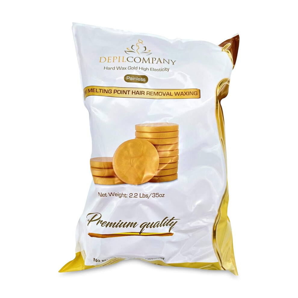 Depilcompany Gold Prrodn Depilacn Vosk Na Tvrd Chloupky Nzk Bod Tn Pro Depilaci Kdekoli Na Tele 2,2 Libry-image