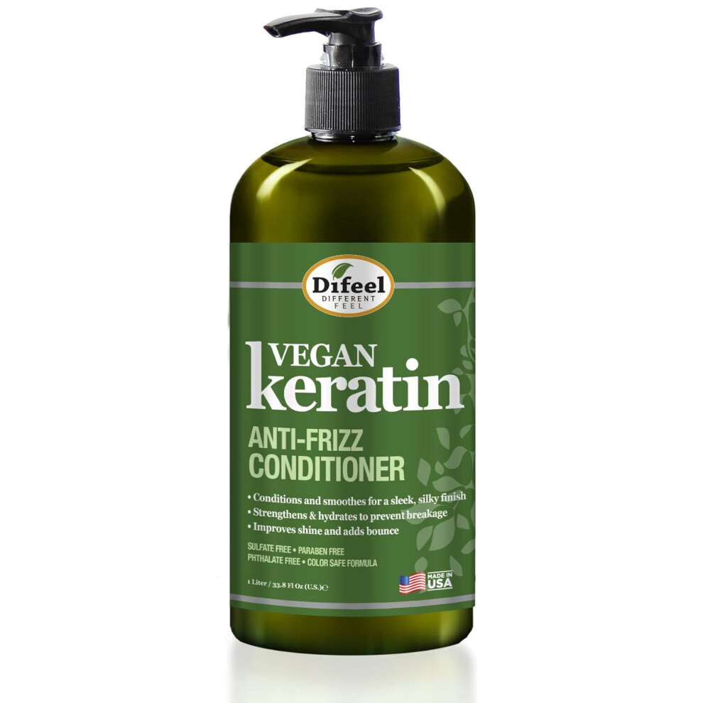 Difeel Vegan Keratin Anti Frizz Conditioner 338 Oz Cruelty Free Vegan Conditioner