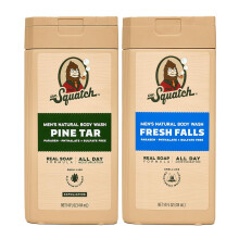 Dr. Squatch NEW Natural Body Wash for Men - Exfoliating and Non-Exfoliating - Pine Tar + Fresh Falls (14 oz 2 Pack)