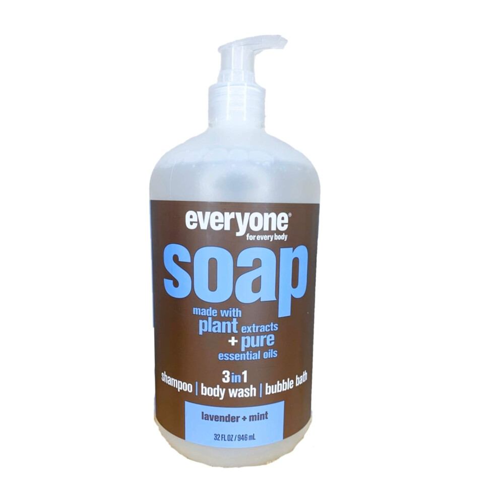 Everyone 3in1 Soap  Body Wash Shampoo Bubble Bath  Lavender  Mint  32 Ounces  1 Bottle-image-OPC-PGJ75QX-NEW
