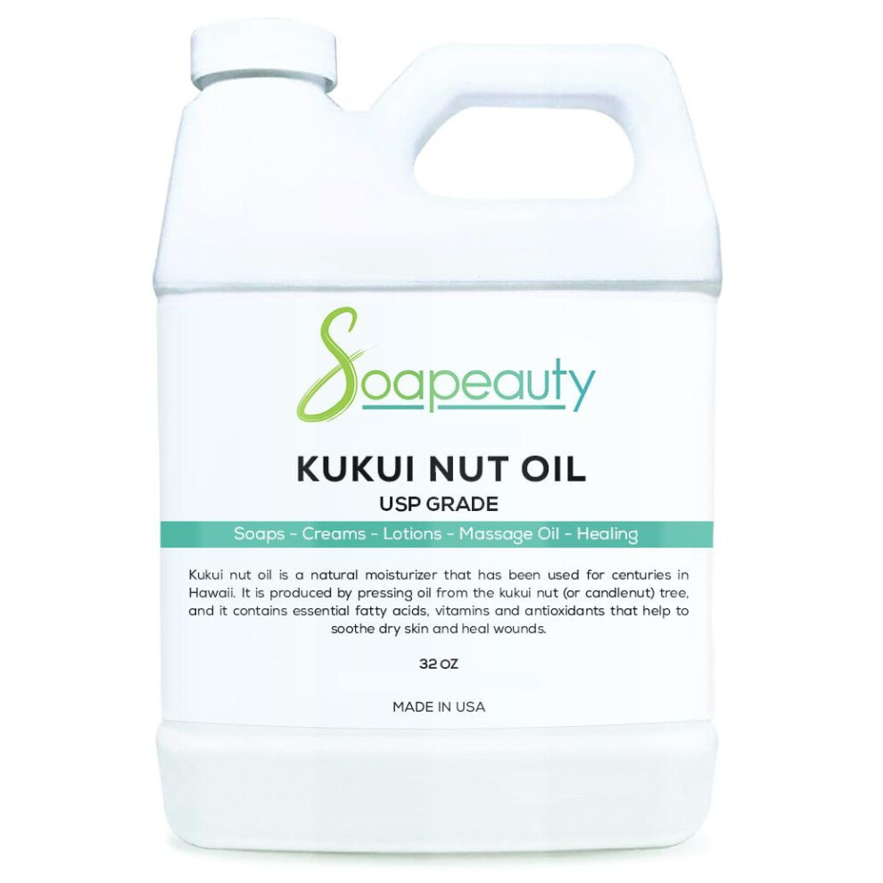 Soapeauty Kukui Nut Oil Cold Pressed Unrefined 100 Natural Available In Bulk Carrier For Essential Oils Face Skin Hair Moisturizer Soap Making 32 Fl Oz
