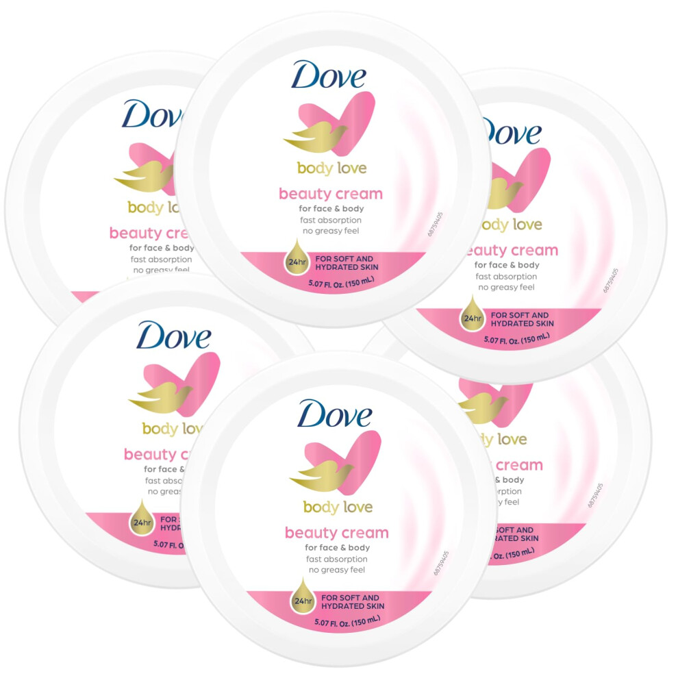 Dove Nourishing Body Care Face Hand and Body Beauty Cream for Normal to Dry Skin Lotion for Women with 24Hour Moisturization 6Pack 507 Oz Each Jar