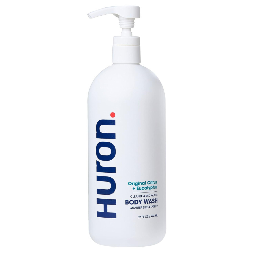 Huron Mens Moisturizing Body Wash Crisp Citrus Eucalyptus Mint Aromatic Greens 32 Fl Oz