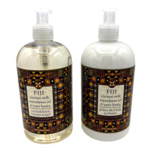 Greenwich Bay Trading Co. Destination Collection- Fiji Hand Soap and Shea Butter Lotion Set 16 Ounces Each clear white