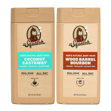 Dr. Squatch NEW Natural Body Wash for Men - Non-Exfoliating - Coconut Castaway + Wood Barrel Bourbon (14 oz 2 Pack)