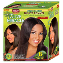 African Pride Olive Miracle Deep Conditioning NoLye Relaxer Super Kit 8Count