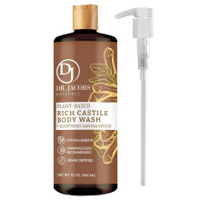 Dr. Jacobs Naturals Castile Sandalwood All-Natural Body Wash for Moisturizing Dry and Sensitive Skin with Plant-Based Ingredients with Pump - 32