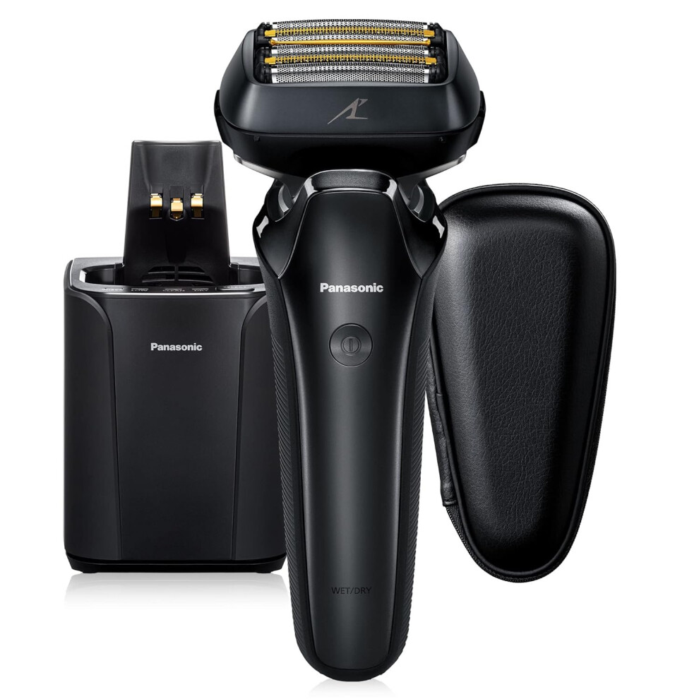 Panasonic Electric Razor for Men Electric Shaver ARC6 SixBlade Electric Razor with Premium Automatic Cleaning and Charging Station ESLS9AK Black