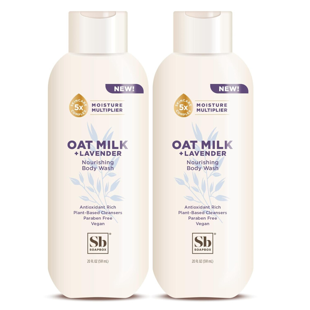 Soapbox Lavender Body Wash Oatmilk Liquid Body Wash Moisturizing Soap With Shea Butter Vegan Duo Pack Of 2 Soap Bottles 20Oz Each