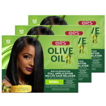ORS Olive Oil BuiltIn Protection Full Application NoLye Hair Relaxer Normal Strength Pack of 3