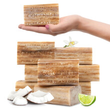 Australsk botanisk s?be 6,6 OZ kokos- og limeolie tredobbelt malede barer lavet med en naturlig s?bebase og beriget med ?kologisk sheasm?rpakke m