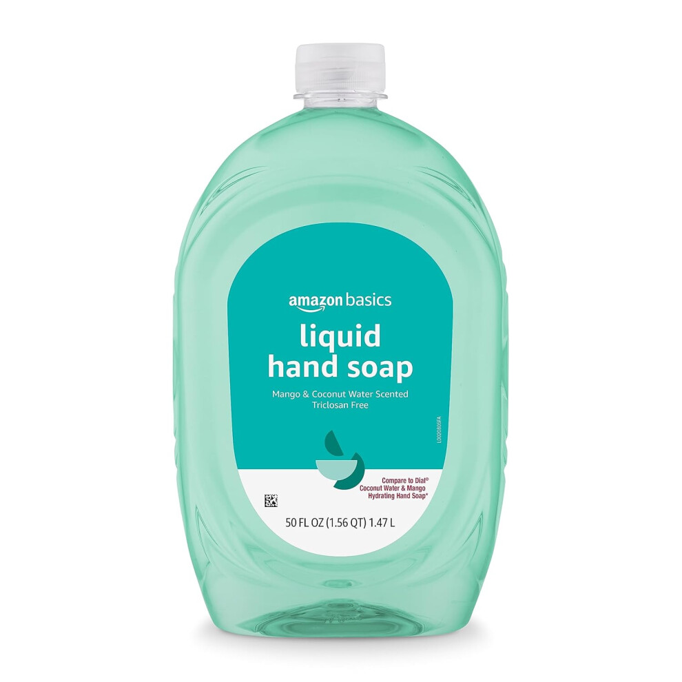 Amazon Basics Liquid Hand Soap Refill Mango and Coconut Water Scent TriclosanFree 50 Fl Oz Pack of 1 Previously Solimo