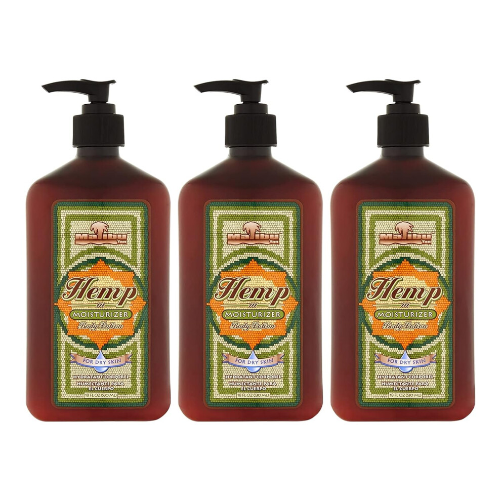 Malibu Tan For Dry Skin Hemp Body Lotion 18 fl oz 3 Pack
