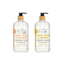 Raes Lil Shop Geitenmelk Hand- en bodylotion Kokos-amandel- en vanille-honinggeur 32 oz Set van 2 van Home and Body Company