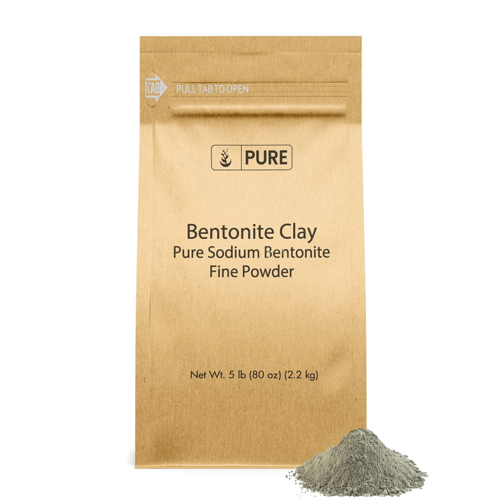 Pure Organic Ingredients Pure Original Ingredients Bentonite Clay 5 Lb Fine Powder Sodium Bentonite For Face Masks More