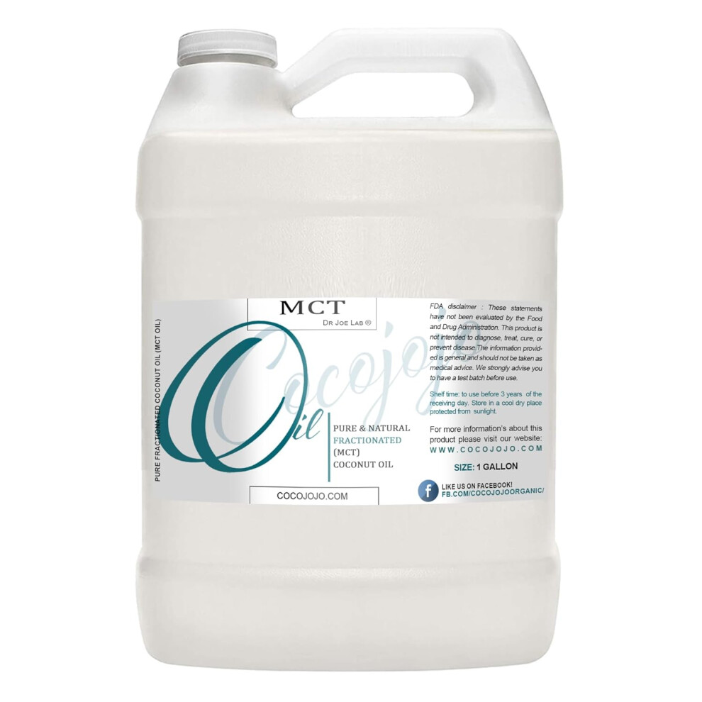 Joe-&-Joe Dr Joe Lab Mct Oil Pure Fractionated Coconut Medium Chain Triglycerides Vegan Bulk Carrier Oil 1 Gallon 128 Oz For Skin Hair Nails Body Eyelashes