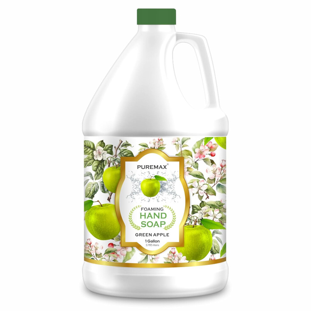 Puremax Foaming Hand Soap Refill With Essential Oils | Green Apple | Moisturizing | All-Natural | Made In Usa | 128 Fl Oz (1 Gallon) |