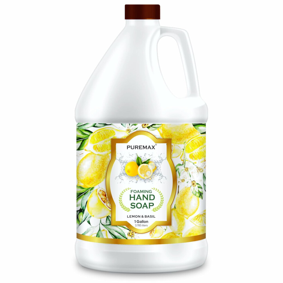Puremax Foaming Hand Soap Refills Lemon Basil Allnatural Gentle Moisturizing Made In Usa 128 Fl Oz 1 Gallon