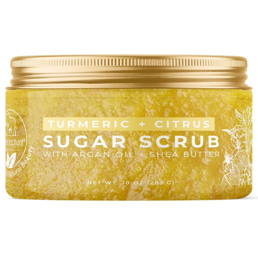 Natural Elephant Turmeric Citrus Exfoliating Sugar Scrub With Argan Oil And Shea Butter 10 Oz 283G