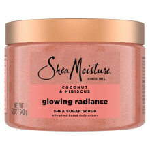 SheaMoisture Cukrowy peeling do ciala Shea dla promiennego blasku Coconut Hibiscus Rozswietlajacy peeling do ciala z 24-godzinnymi skladnikami na