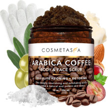 Cosmetasa Biologische Arabica Koffie Scrub Bundel - 2 in 1 Gezichts- en lichaamsscrub voor dames en heren - Natuurlijke cellulitis-exfoliator met exf