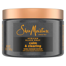 SheaMoisture Cukrowy peeling do ciala Afrykanskie czarne mydlo dla zdrowej, promiennej skry Afrykanskie czarne mydlo z 24-godzinnymi skladnikami