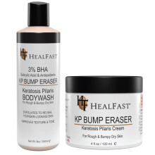 Healfast KP Bump Eraser Cream (4 Oz) and Bodywash (8 Oz) Set - Soften Exfoliate Nourish Rough and Bumpy Skin - Keratosis Pilaris - For All Type