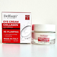 Delfanti-Milano KOLAGENOWY KREM OCZYSZCZAJACY OCZYSZCZAJACY Z ARNIKA Wygladzajacy mniej widoczne zmarszczki Szybki efekt Weganski Wyprodukowano we Wl