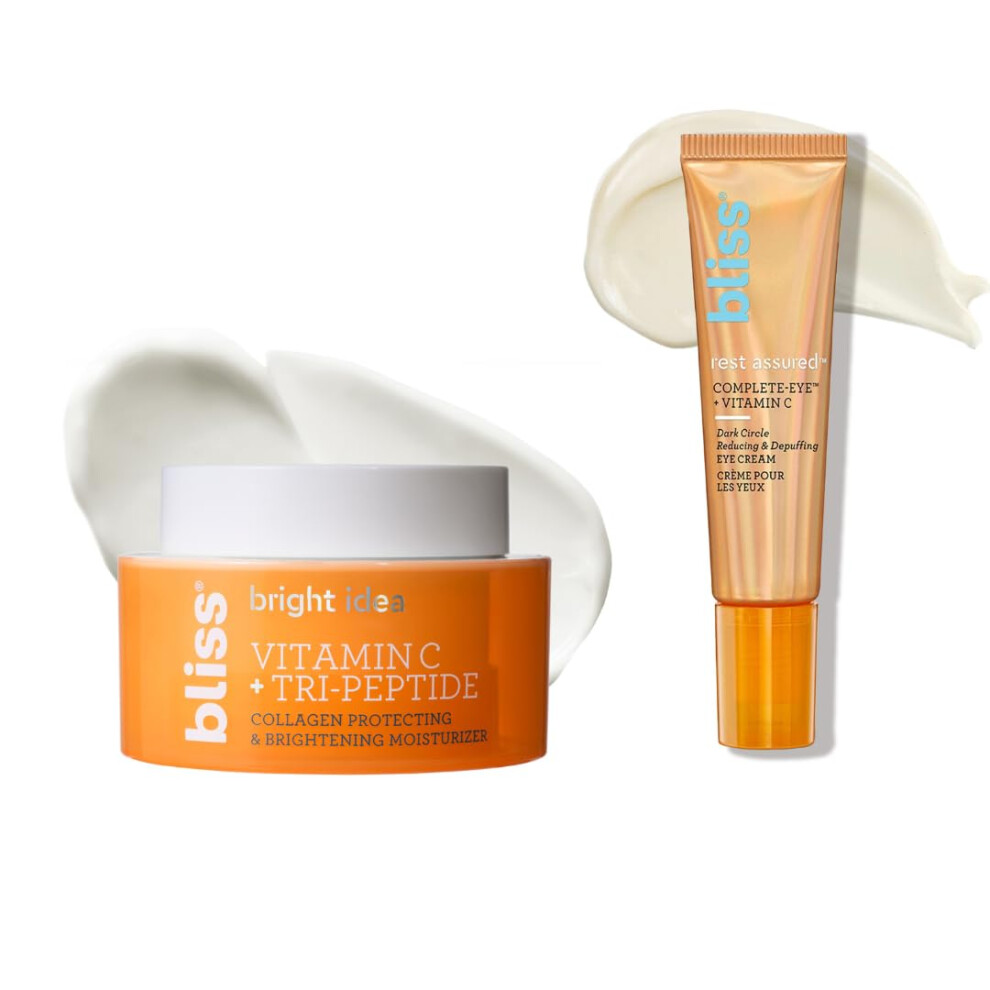 Bliss Get It Bright Duo  Bright Idea Vitamin C Moisturizer and Rest Assured Eye Cream  Brighten  Hydrate  Vegan Clean CrueltyFree Skincare