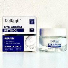 Delfanti-Milano RETINOL REPAIR REPAIR KREM POD OCZY Anti Aging Redukuje drobne zmarszczki Szybki efekt Weganskie Wyprodukowano we Wloszech
