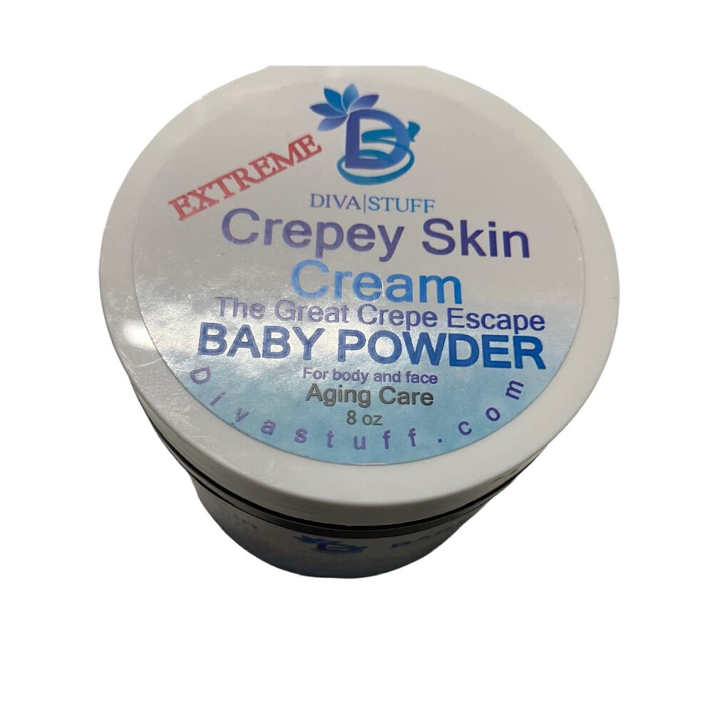 Diva Stuff Cream Extreme Crepey Skin Body & Face With Hyaluronic Acid Alpha Hydroxy And More For Dry & Damaged Skin 8Oz - New Baby Powder Scent
