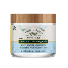 Humphreys, Hamamélis, Lingettes Nettoyantes Clarifiantes, Sans Parfum, 60 Lingettes Biodégradables